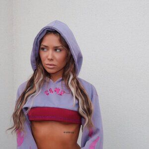 NWOT Grimey Fire Super Crop Hoodie - Violet